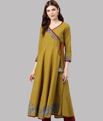 Yash Gallery - Yellow Cotton Women's Angrakha Kurti ( Pack of 1 )