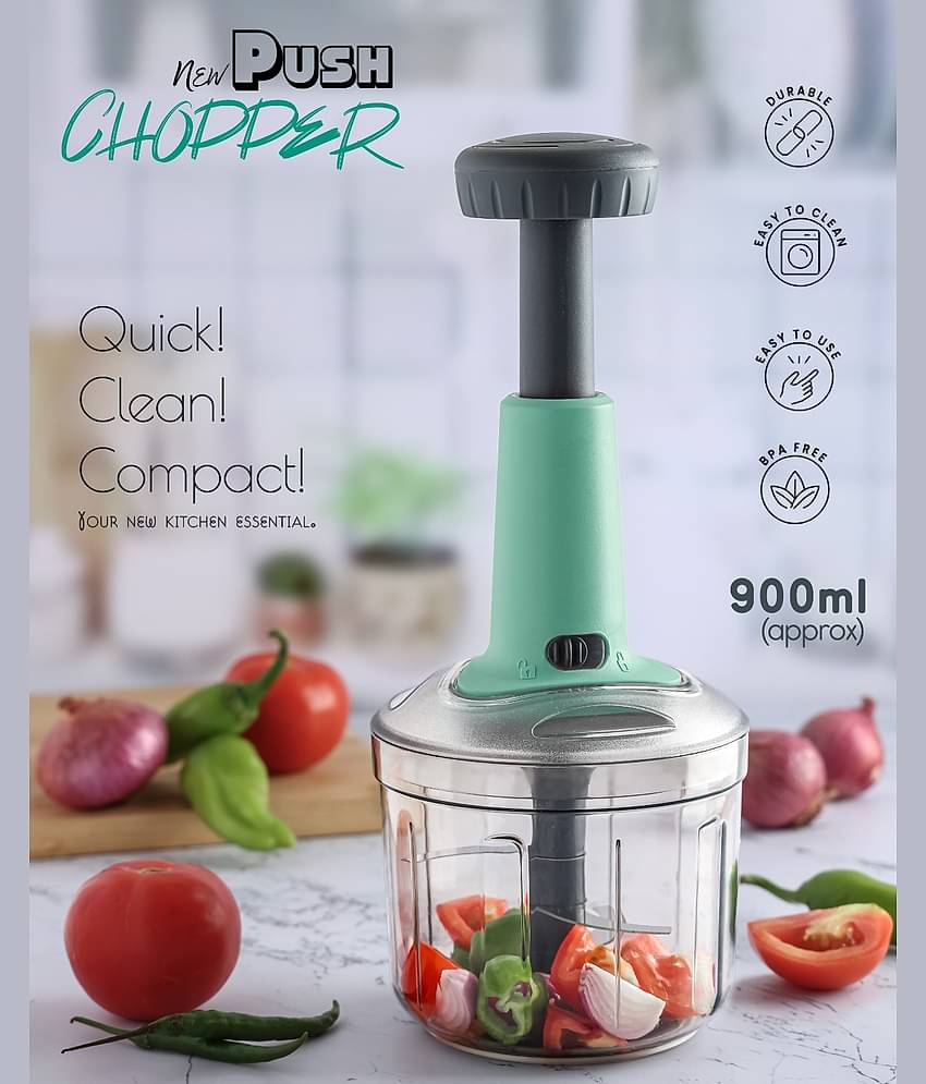 OFFYX hand press chopper Blue Plastic Mannual Chopper 950 ml ( Pack of 1 )