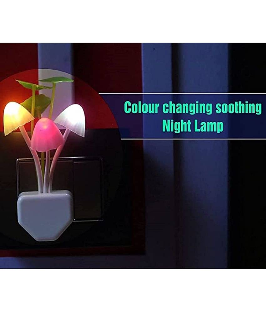 Arzet FANCY MUSHROOM SHAPE AUTOMATIC SENSOR COLOR CHANGING NIGHT LAMP Night Lamp White Night Lamp White - Pack of 1