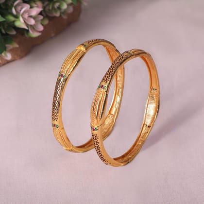 Traditional Matte Gold Plated Meenakari Kada