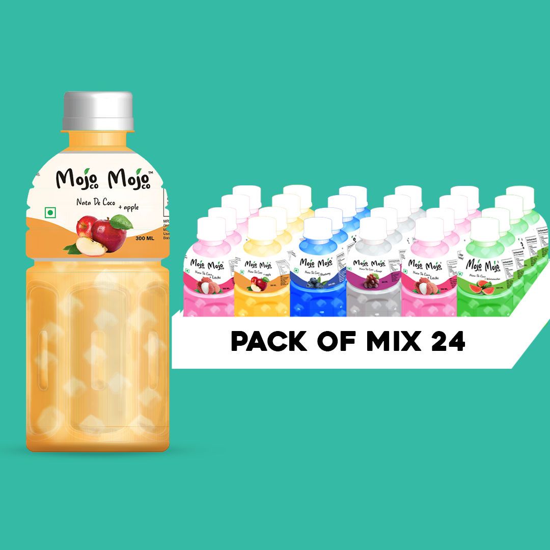 Mojo Mojo Mix Assorted Flavors Juice With Nata De Coco, 300 ml - Pack of 24