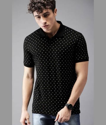 Leotude Pack of 1 Cotton Blend Regular Fit Printed Half Sleeves Men's Polo T Shirt ( Black )