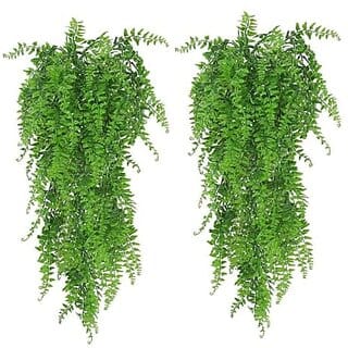 De Gardenia Artificial Hanging Fern Vine Faux Ivy Leaves Decoration for Indoor and Outdoor Spaces Greenery Decor for Living Room Balcony Garden and Bedroom (Pack of 4)