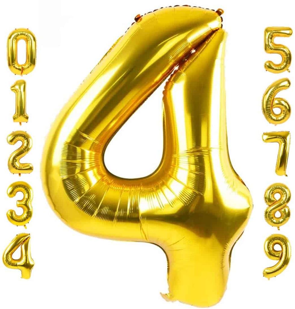 Number 4 Golden Foil Balloon - Helium Quality - 40 inches - 1PC - Party and Festive Needs | Buy online on ZillyBuy