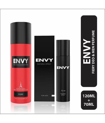 Envy Fiery Deodorant - 140ML & Natural Spray Black Men Perfume - 70ML (Combo Pack of 2)