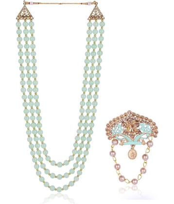 Dulha groom sherwani Necklace/Moti Mala for Men for wedding | Groom Mala and Brooch Set