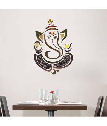 Decor Villa Ganesha Ji PVC Vinyl Multicolour Wall Stickers