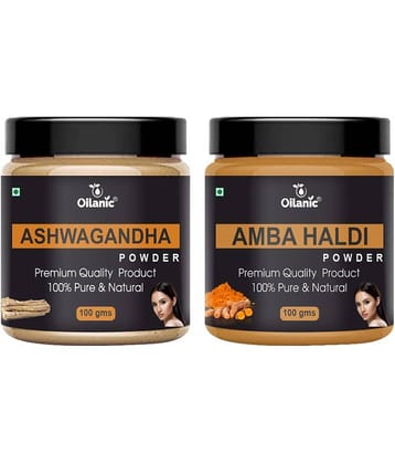 Oilanic 100% Pure Ashwagandha Powder & Amba Haldi Powder For Skin Hair Mask 200 g Pack of 2