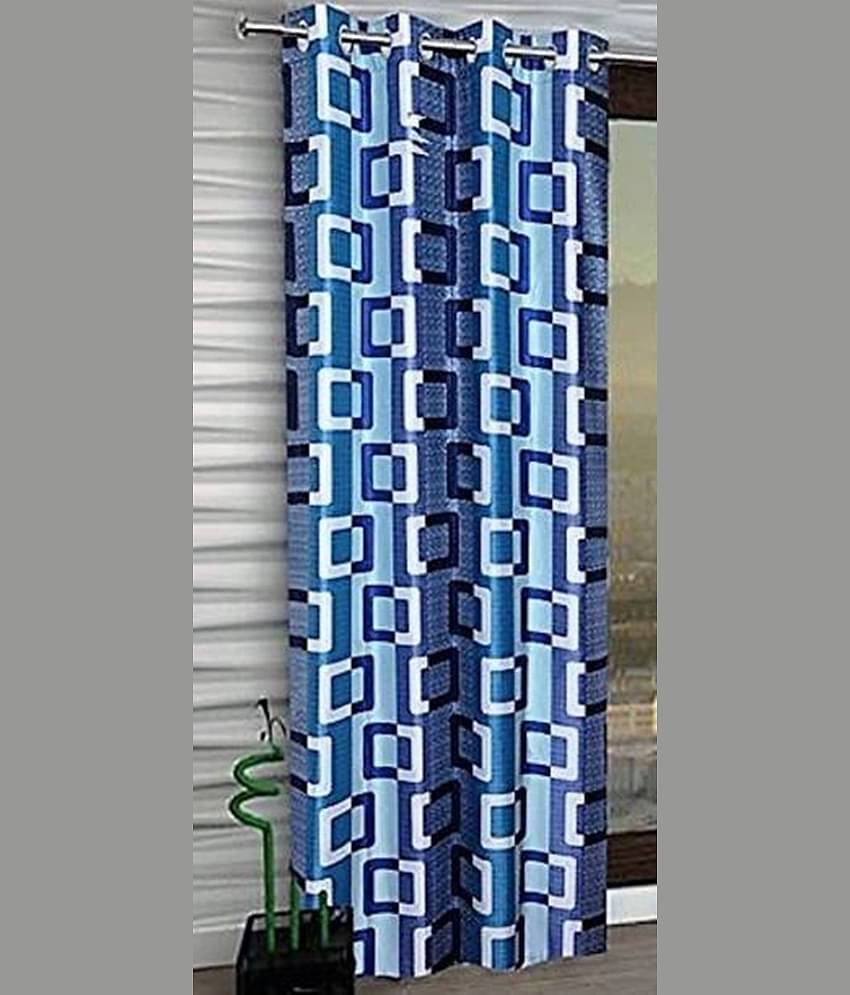 N2C Home Floral Semi-Transparent Eyelet Curtain 5 ft ( Pack of 1 ) - Blue