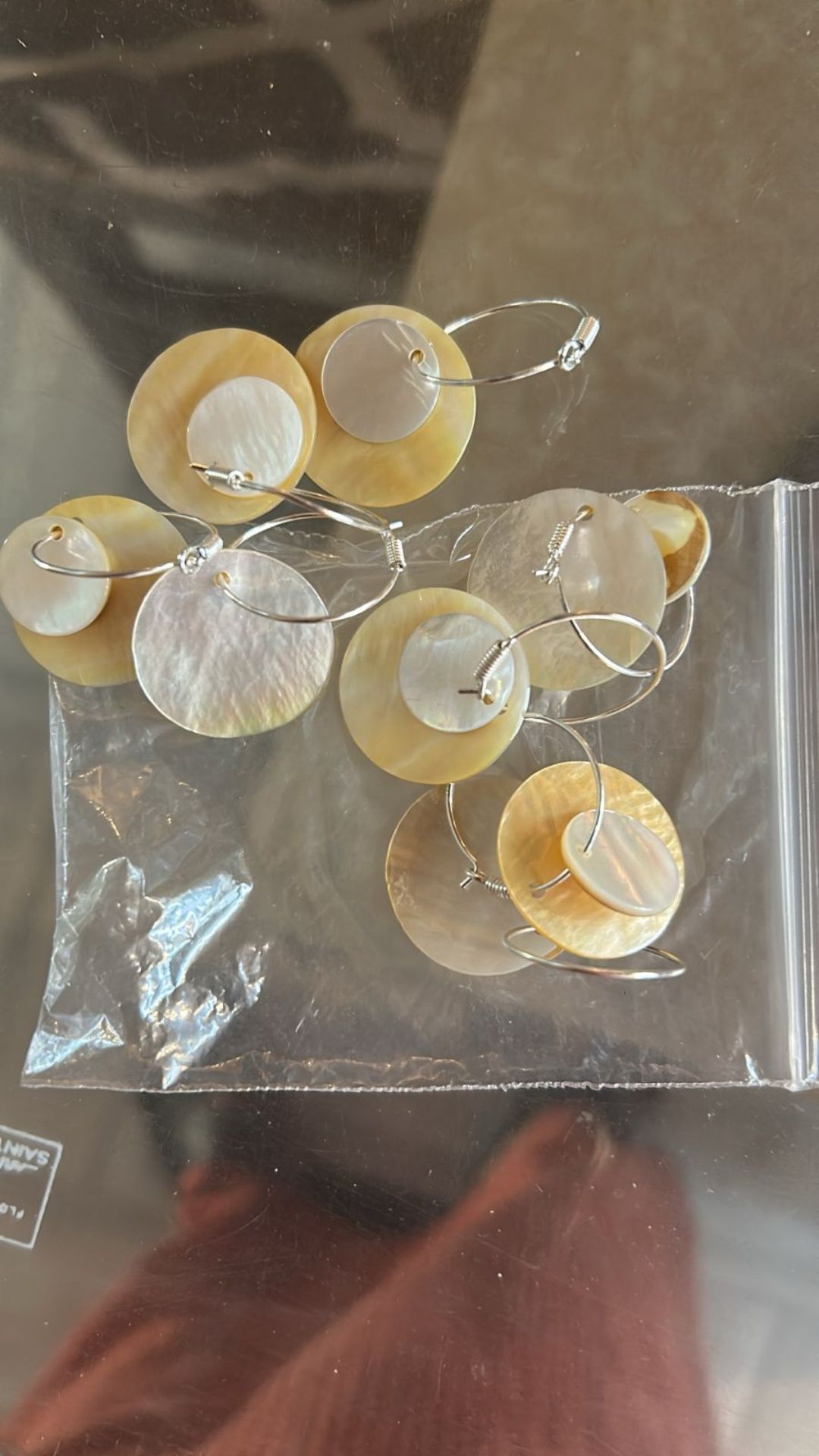 Silver mother of pearl hoops with MOP circle