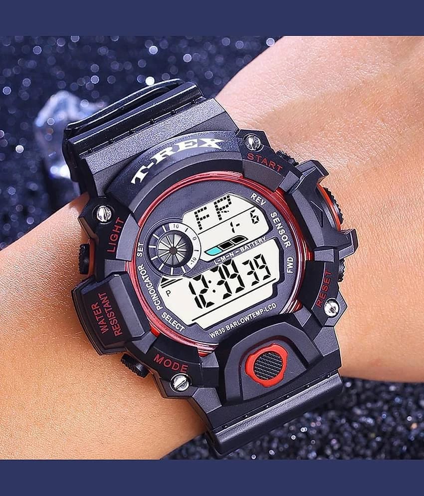 Trex Black Silicon Digital Mens Watch