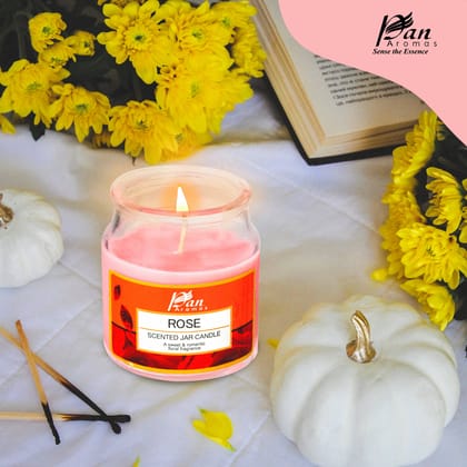 Jar Glass Candle With Lid– Rose (85g)-Rose