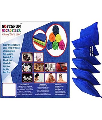 SOFTSPUN Microfiber Reusable Square Polishing Pad, 6 Pieces Set, (Blue) Multipurpose. Ultra-Soft Applicator Pads with Finger Band Perfect Cleaning for car, Bike, Window, and More.