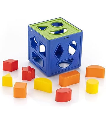 RAINBOW RIDERS Plastic Shape Sorter Cube Block Toy For Kids-Includes 9 Color Recognition Shape With Colorful Sorting Cube Box-Baby First Block Toys Model 2 For Boys Girls Age 2+ Years (Multicolor) (9 pieces)