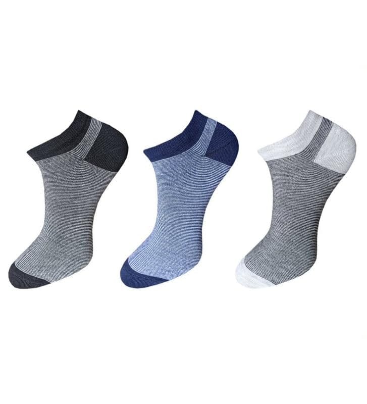 3_Pair Set Unisex Casual Cotton Striped Ankle Length Socks (Multicolor)-PID54095