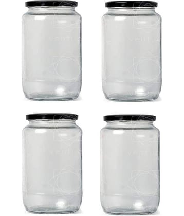 AFAST Coockes Jar Glass Transparent Cookie Container ( Set Of 4 )