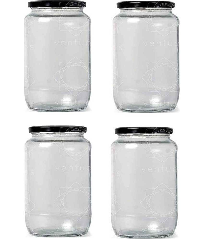 AFAST Coockes Jar Glass Transparent Cookie Container ( Set Of 4 )