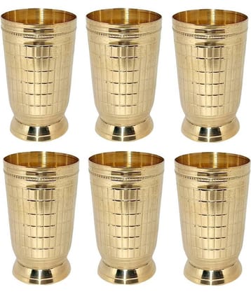 A & H ENTERPRISES - Brass Glasses Set 250 ml ( Pack of 6 )