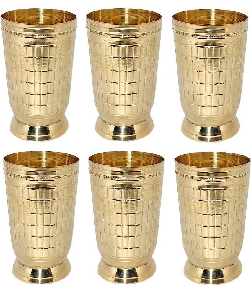 A & H ENTERPRISES - Brass Glasses Set 250 ml ( Pack of 6 )