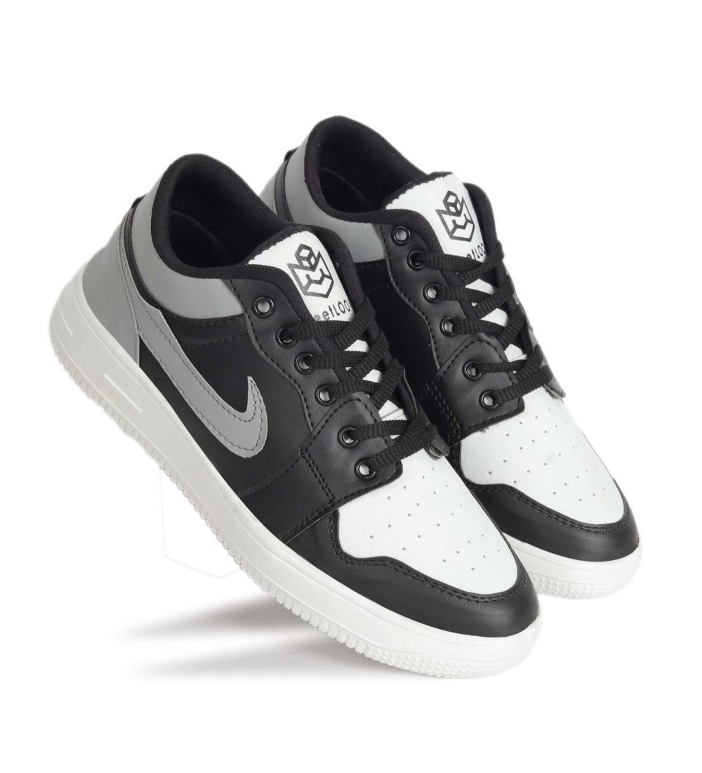 Mens Solid Synthetic Casual Shoes Size 8 (Black)
