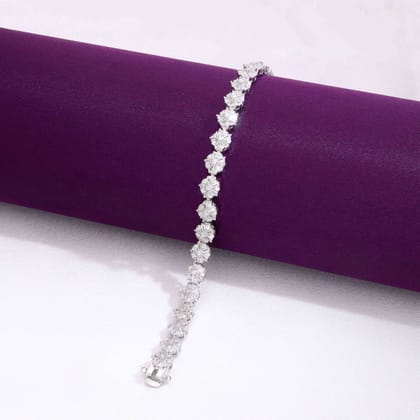 Trendy Zirconia Solitaire Tennis Bracelet-White Stone / Silver