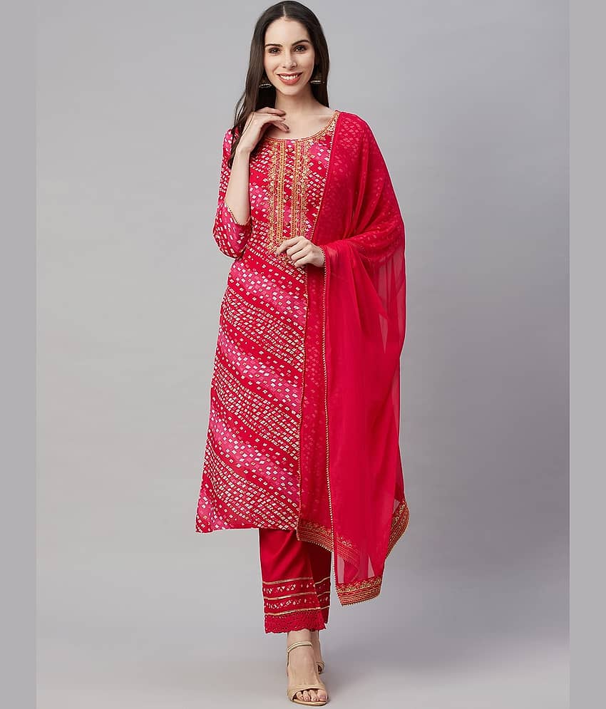AMIRA'S INDIAN ETHNICWEAR - Pink Straight Rayon Women's Stitched Salwar Suit ( Pack of 1 )
