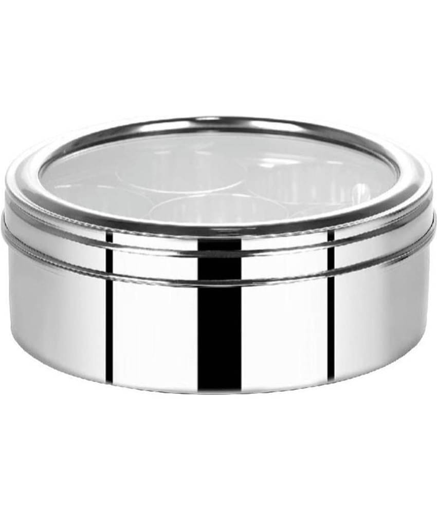 ATROCK Masala Dabba Steel Silver Spice Container ( Set of 1 )