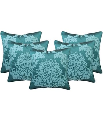 Zubix Green & White Polyester Cushion Covers Set Of 5