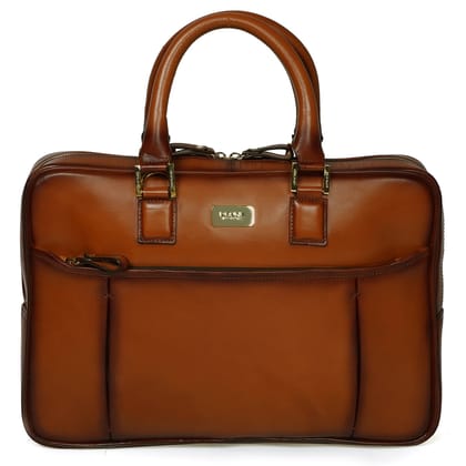 Tan Elegant Look Office Leather Briefcase By Brune & Bareskin-FS