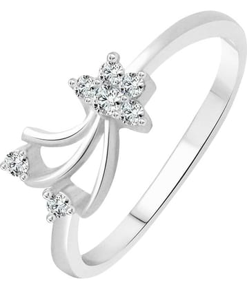 Vighnaharta Flory Gift CZ Rhodium Plated Alloy Ring for Women and Girls - [VFJ1255FRR9]