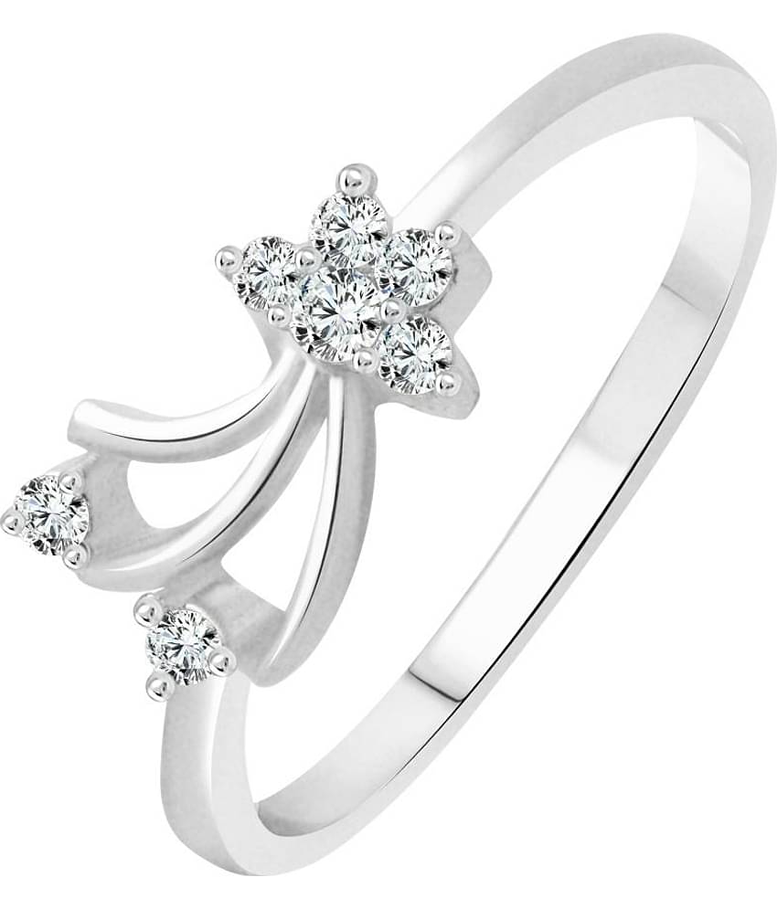 Vighnaharta Flory Gift CZ Rhodium Plated Alloy Ring for Women and Girls - [VFJ1255FRR9]
