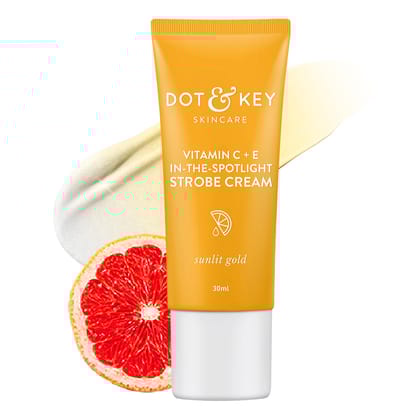 DOT & KEY Vitamin C + E In-The-Spotlight Strobe Cream|Face Skin Radiance Cream|Moisturizer & Highlighter For Face|For Dewy Glazed Instant Glow|Boosts Hydration|For All Skin Types|For Women & Men|30Ml DOT & KEY Vitamin C + E In-The-Spotlight Strobe Cream|