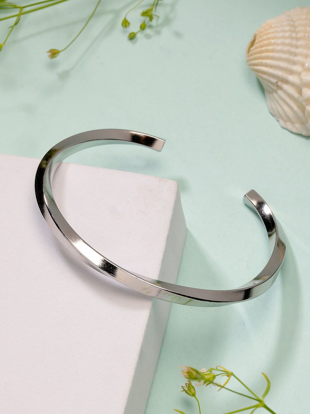 NVR Men's Silver-Plated Stainless Steel Cuff Bracelet-Onesize / Silver / Stainless Steel
