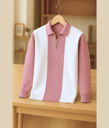 Try This Cotton Blend Polo Collar Men's Sweatshirt - Pink ( Pack of 1 )