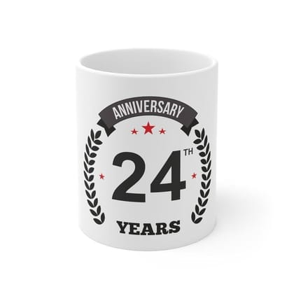 DARSHANS Ceramic 24th Anniversary Printed Coffee Mug (Color: White, Capacity:330ml) DARSHANS Ceramic 24th Anniversary Printed Coffee Mug (Color: White, Capacity:330ml)