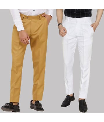 Kundan - Multicolor Cotton Blend Regular - Fit Men's Formal Pants ( Pack of 2 )