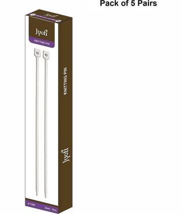 Jyoti Knitting Pin - Aluminium (5 Pairs of Flat Knob of 12 Inches / 30cm of Size 10), Crafting Weaving Pins, Round Blunt Yarn Needles, Used for Sweaters, Scarves, and Woolen Fabrics - Pack of 5 Pairs