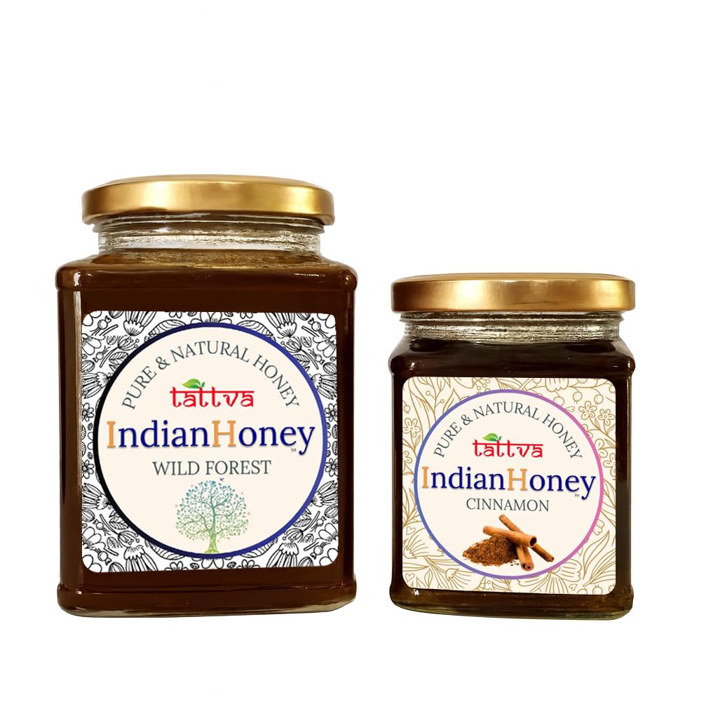 IndianHoney Wild Forest Honey & Metabolic & Warming Cinnamon Infused Honey Combo Pack (500gm & 230gm) Wild Forest & Cinnamon