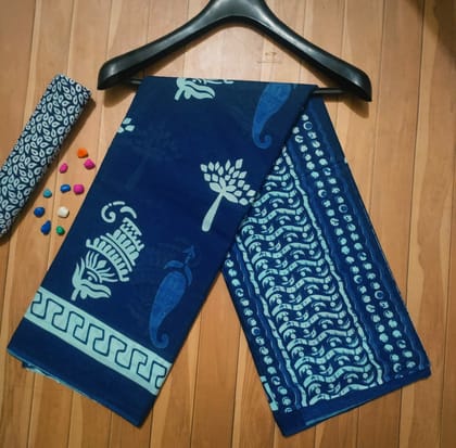 JAIPUR HANDBLOCK PRINT Beautiful Handblock printed pure cotton mulmul sarees with blouse piece.
5.5meter cotton saree
1meter extra blouse