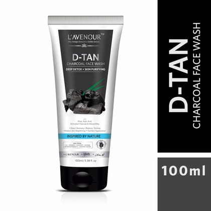 L'avenour D-Tan Charcoal Face Wash For Deep Detox, Reduce Tanning, Instant Skin Brightening - 100ml