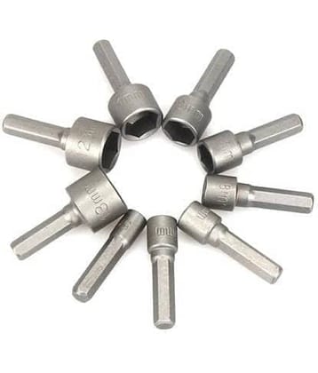 9pc Nut Driver Drill Bit Set Socket Bit Chuck Adapter 1/4" Hex Shank 5-13mm Socket Sleeve Wrench Screw Power Drill Adapter Tool for Screws Hooks Bolt Heads