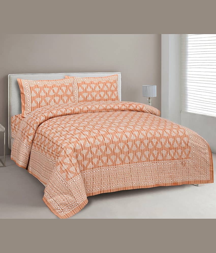 CLOTHORO Cotton 1 Double King Bedsheet with 2 Pillow Covers ( Brown )