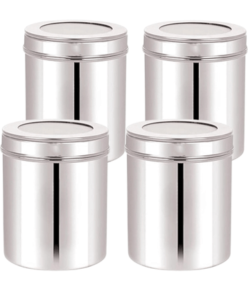 Visaxmi Grocery Container Steel Silver Food Container ( Set of 4 )
