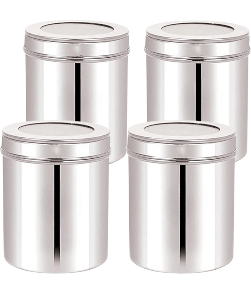 Visaxmi Grocery Container Steel Silver Food Container ( Set of 4 )