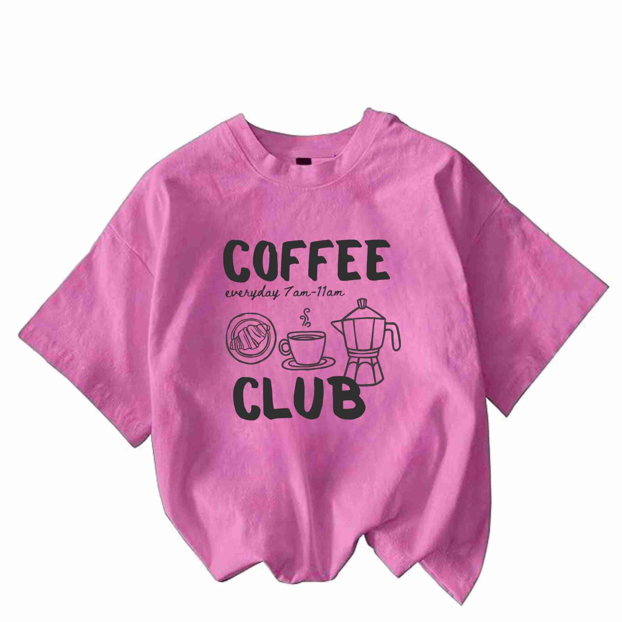 Women Short Sleeve Cotton Blend Oversized Printed Round Neck T-Shirt Pink (Size L)