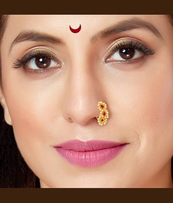 Traditional Maharashtrian Style Gold Plated Nath Nose Ring For Women And Girls