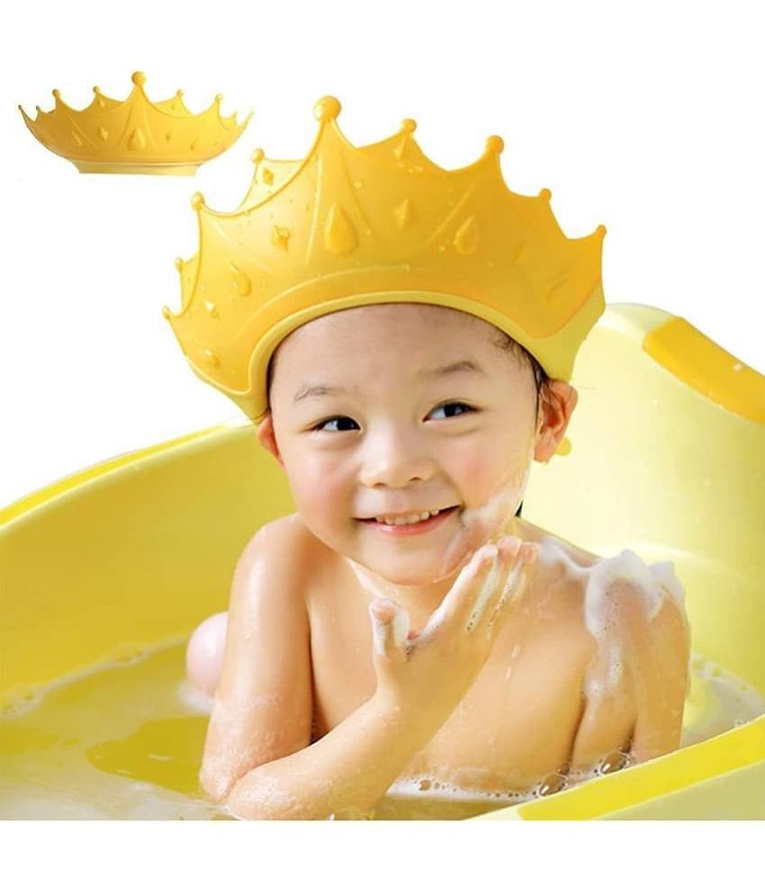 GEEO Baby bath Shower Cap,Bath hat for Eye and Ear wash Protection,Adjustable Silicone Bathing Crown Waterproof Shampoo hat for Washing Hair, Shower Bathing Protection Bath Cap for Toddler, Baby, Kids, Children(MULTI COLOUR)