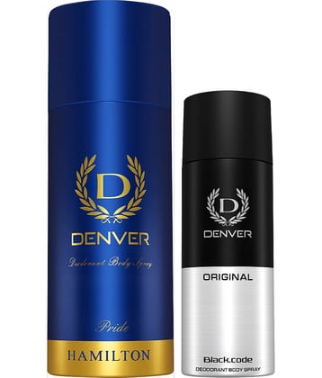 Denver Pride 150 ml & Black Code Nano 50 ml Deodorant Spray for Men 200 ml ( Pack of 1 )