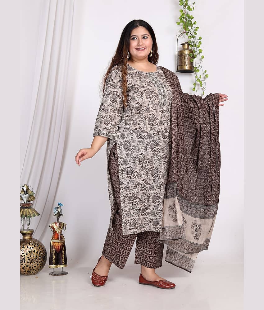 Swasti Cotton Printed Straight Women's Kurti - Grey ( Pack of 1 )