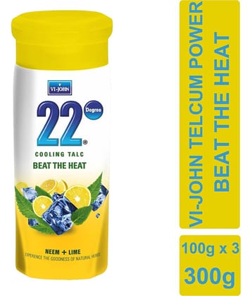 Vi-John Beat The Heat Lime, Neem & Mint (100g x3) Talc 100 gm Pack of 3